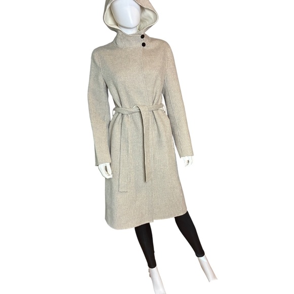 Theory Hooded Wrap Coat – Wool & Cashmere Blend, Size S - Picture 3 of 12